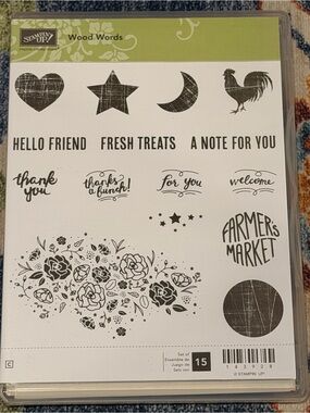 Stampin' Up! Wood Words Clear Stamp Set - Green Accents